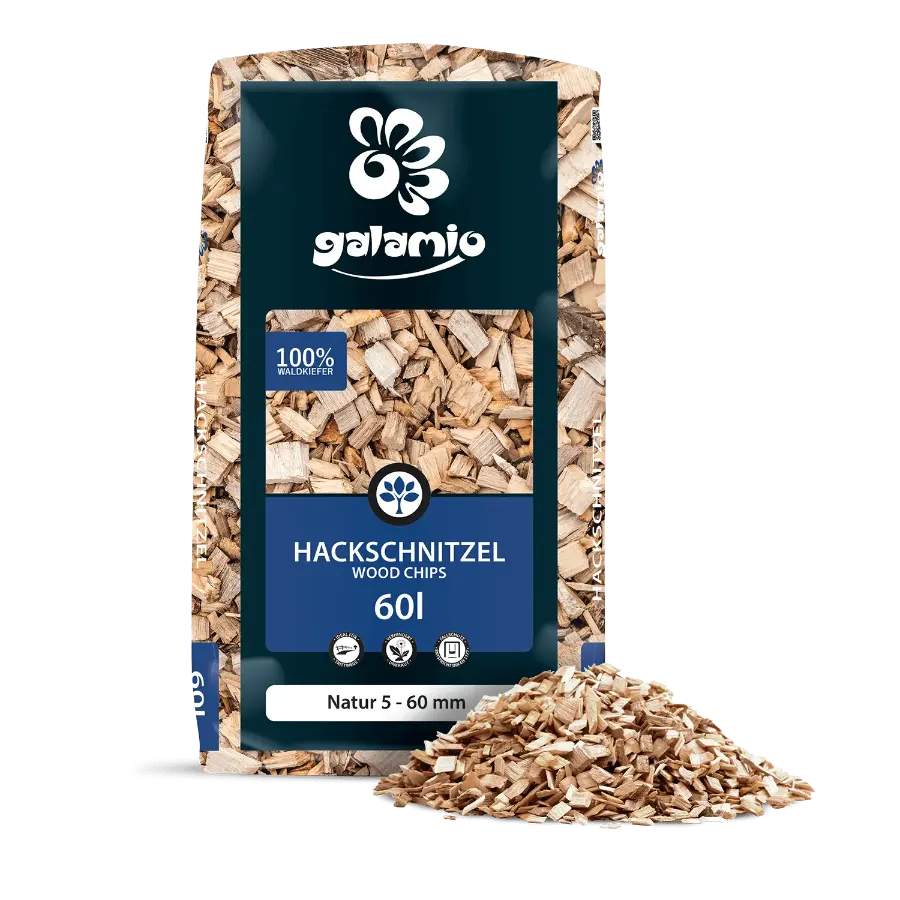 GALAMIO Holzhackschnitzel Natur 5–60 mm 60L