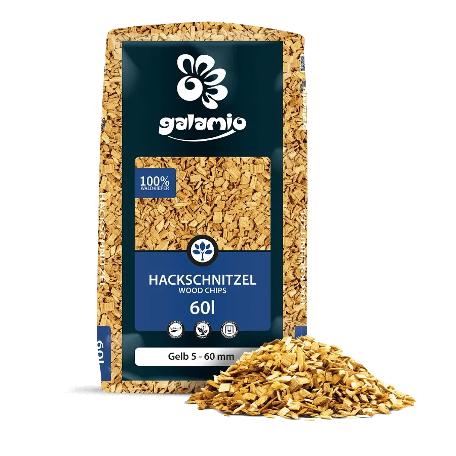 GALAMIO Holzhackschnitzel Gelb 5–60 mm 60L